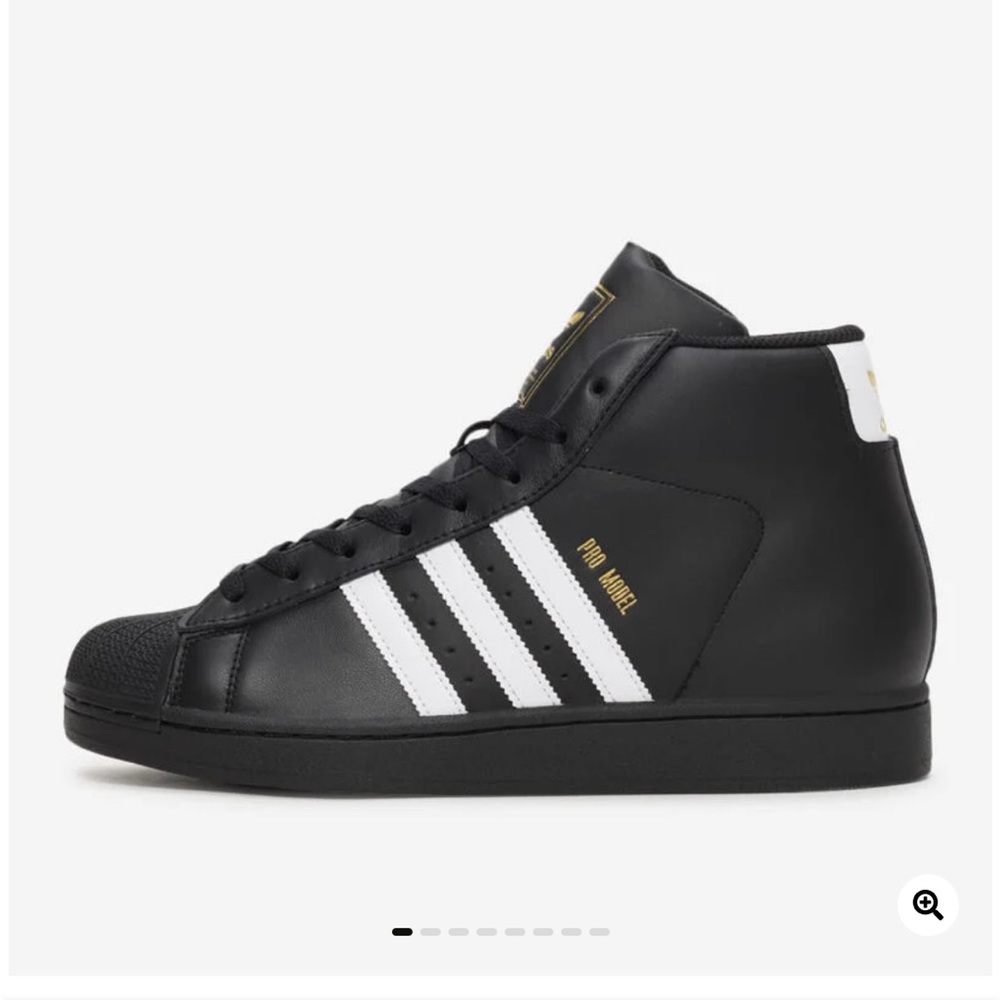 Adidas Men's Black and White NWOT High-Top Sneakers with Gold Accents size 15 - Picture 6 of 6